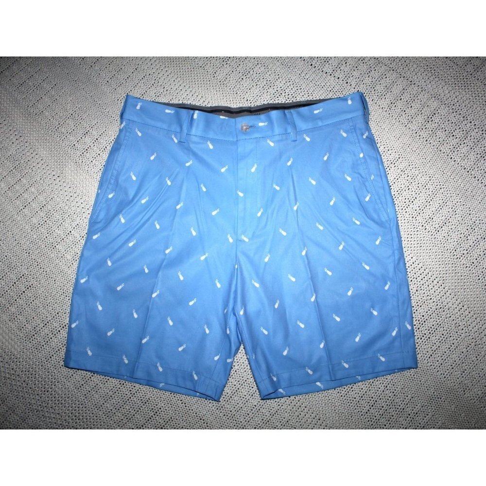 Walter Hagen 11 Majors Flat Front Blue men Golf Shorts Size 34  pineapple print